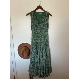 Green Floral Bohemian Spring Maxi Dress